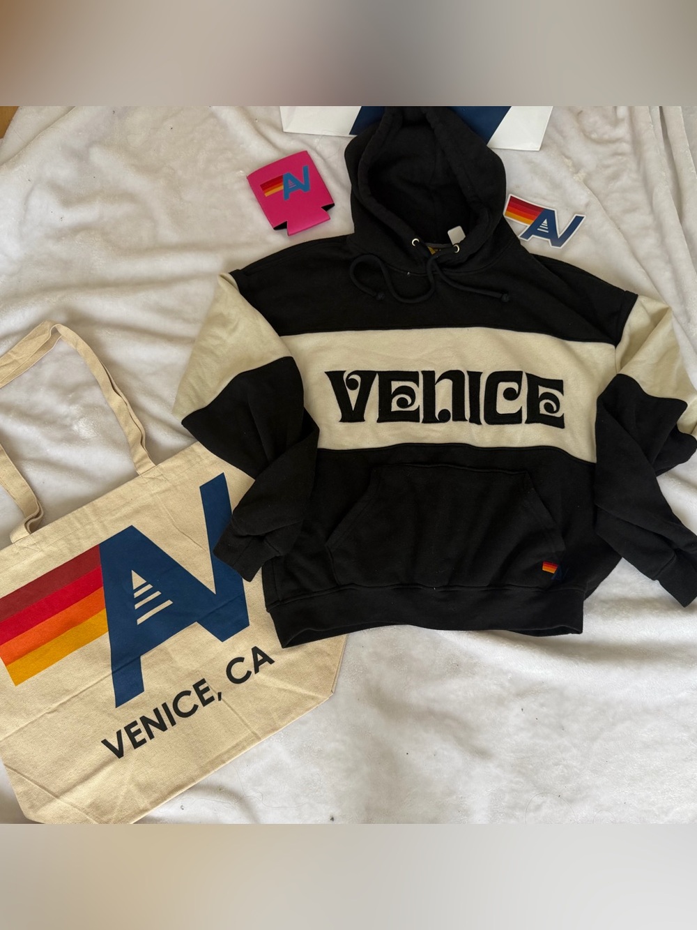 - NWT Aviator Nation Relaxed Venice Embroidered Hoodie XS and Tote